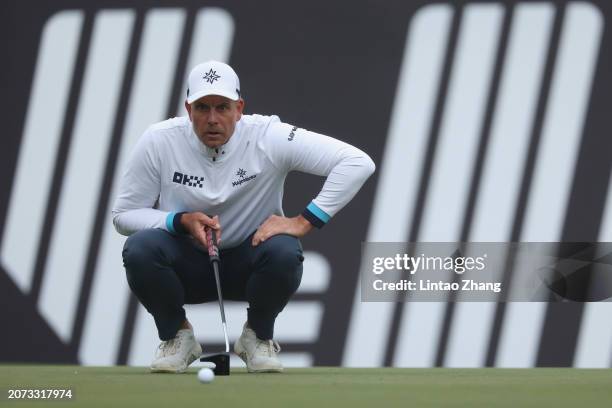 Henrik Stenson of MAJESTICKS GC looks on during day one of the LIV Golf Invitational - Hong Kong at The Hong Kong Golf Club on March 09, 2024 in Hong...