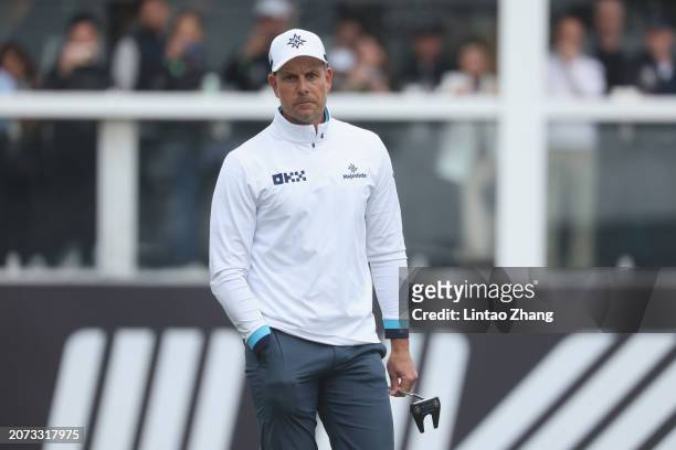 Henrik Stenson of MAJESTICKS GC looks on during day one of the LIV Golf Invitational - Hong Kong at The Hong Kong Golf Club on March 09, 2024 in Hong...