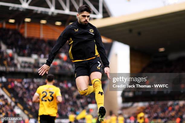 Pedro Neto of Wolverhampton Wanderers ahead of the Premier League match between Wolverhampton Wanderers and Fulham FC at Molineux on March 09, 2024...