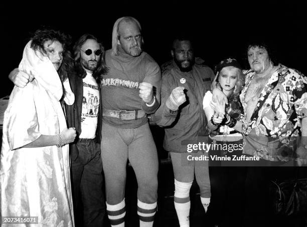 American wrestler Wendi Richter, American music manager David Wolff, American wrestler and actor Hulk Hogan, American actor Mr T, American singer,...