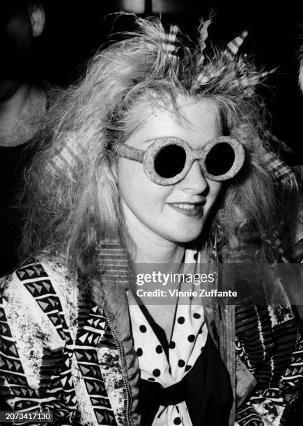 American singer, songwriter and actress Cyndi Lauper after recording her appearance on 'Late Night with David Letterman', at NBC Studios in Midtown...