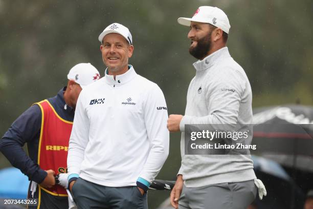 Henrik Stenson of MAJESTICKS GC reacts during day one of the LIV Golf Invitational - Hong Kong at The Hong Kong Golf Club on March 09, 2024 in Hong...