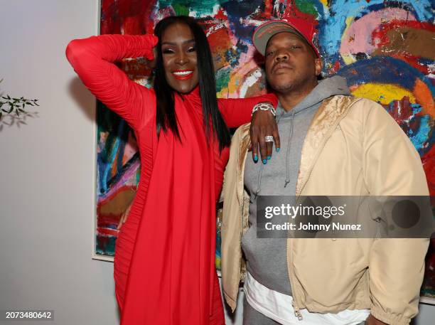 Adjua Styles and Styles P during Adjua Styles Birthday Dinner on March 09, 2024 in New York City.