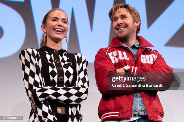 Emily Blunt and Ryan Gosling at the premiere of "The Fall Guy" as part of SXSW 2024 Conference and Festivals held at the Paramount Theatre on March...