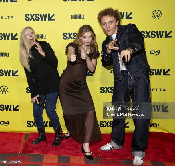Frances Fisher, Kristine Froseth, and Max Mattern attend the "Desert Road" premiere during the 2024 SXSW Conference and Festival at the Alamo...