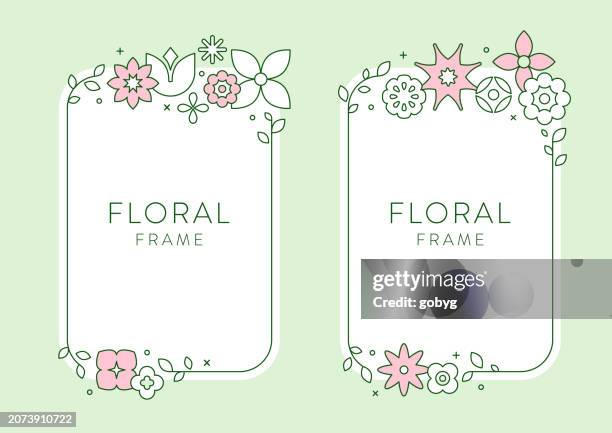 abstract geometric floral spring frames template background - spring round frame stock illustrations