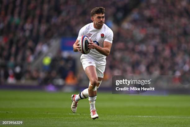 George Furbank of England in action during the Guinness Six Nations 2024 match between England and Ireland at Twickenham Stadium on March 09, 2024 in...