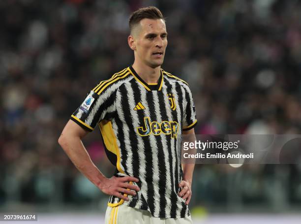 Arkadiusz Milik of Juventus looks on during the Serie A TIM match between Juventus and Atalanta BC at Allianz Stadium on March 10, 2024 in Turin,...