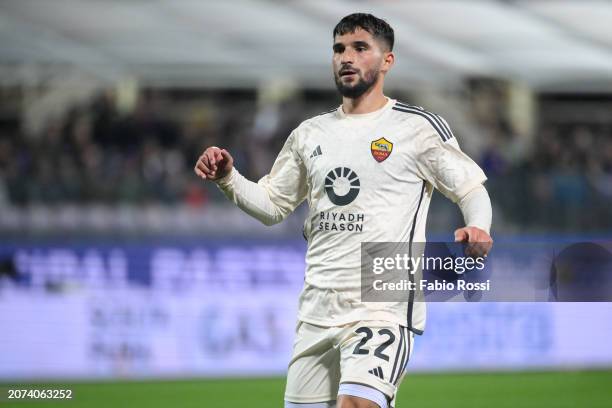 Houssem Aouar of AS Roma during the Serie A TIM match between ACF Fiorentina and AS Roma - Serie A TIM at Stadio Artemio Franchi on March 10, 2024 in...