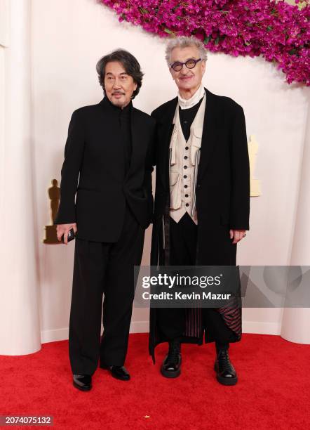 Koji Yakusho and Wim Wender attend the 96th Annual Academy Awards on March 10, 2024 in Hollywood, California.