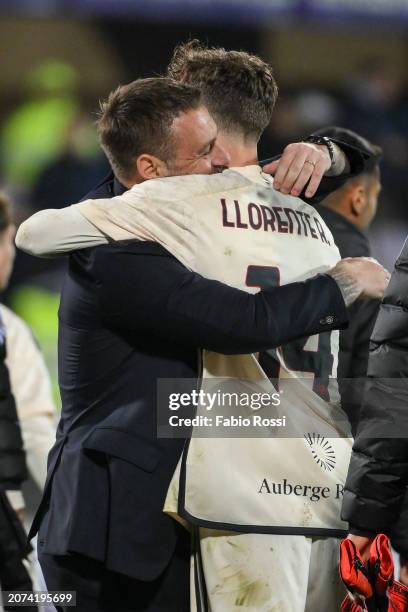 Roma coach Daniele De Rossi and Diego Llorente after the Serie A TIM match between ACF Fiorentina and AS Roma - Serie A TIM at Stadio Artemio Franchi...