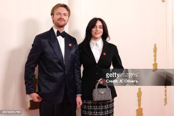 Billie Eilish and Finneas O'Connell attend the 96th Annual Academy Awards on March 10, 2024 in Hollywood, California.