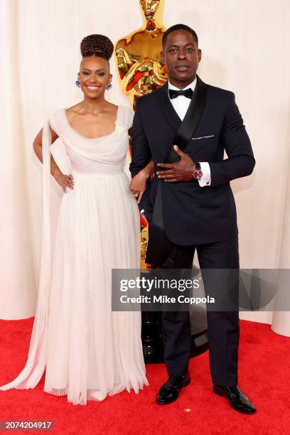 Ryan Michelle Bathe and Sterling K. Brown attend the 96th Annual Academy Awards on March 10, 2024 in Hollywood, California.