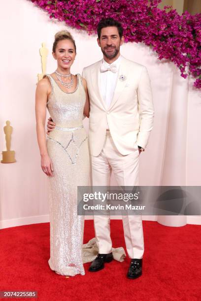 Emily Blunt and John Krasinski attend the 96th Annual Academy Awards on March 10, 2024 in Hollywood, California.