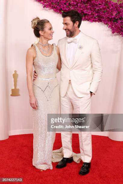 Emily Blunt and John Krasinski attend the 96th Annual Academy Awards on March 10, 2024 in Hollywood, California.