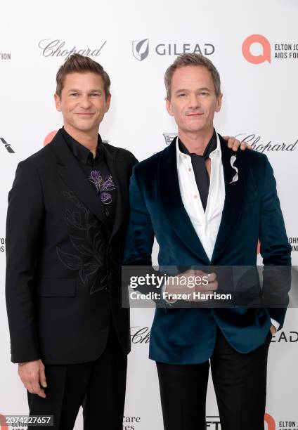 David Burtka and Neil Patrick Harris attend the Elton John AIDS Foundation's 32nd Annual Academy Awards Viewing Party on March 10, 2024 in West...