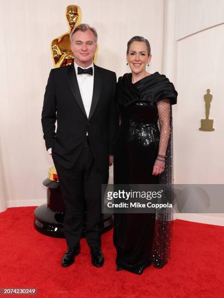 Christopher Nolan and Emma Thomas attend the 96th Annual Academy Awards on March 10, 2024 in Hollywood, California.
