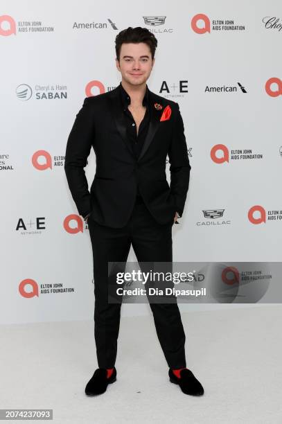 Chris Colfer attends the Elton John AIDS Foundation's 32nd Annual Academy Awards Viewing Party on March 10, 2024 in West Hollywood, California.