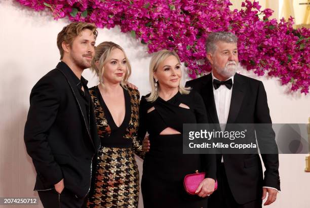 Ryan Gosling, Mandi Gosling, Donna Gosling, and Valerio Attanasio attend the 96th Annual Academy Awards on March 10, 2024 in Hollywood, California.