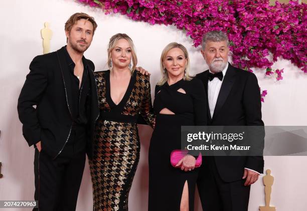 Ryan Gosling, Mandi Gosling, Donna Gosling, and Valerio Attanasio attend the 96th Annual Academy Awards on March 10, 2024 in Hollywood, California.