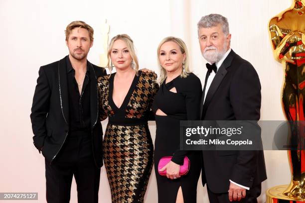 Ryan Gosling, Mandi Gosling, Donna Gosling, and Valerio Attanasio attend the 96th Annual Academy Awards on March 10, 2024 in Hollywood, California.