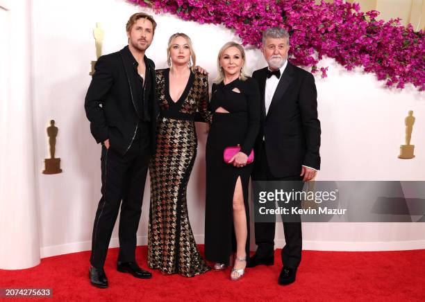 Ryan Gosling, Mandi Gosling, Donna Gosling, and Valerio Attanasio attend the 96th Annual Academy Awards on March 10, 2024 in Hollywood, California.