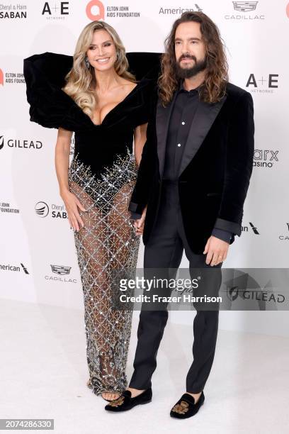 Heidi Klum and Tom Kaulitz attend the Elton John AIDS Foundation's 32nd Annual Academy Awards Viewing Party on March 10, 2024 in West Hollywood,...