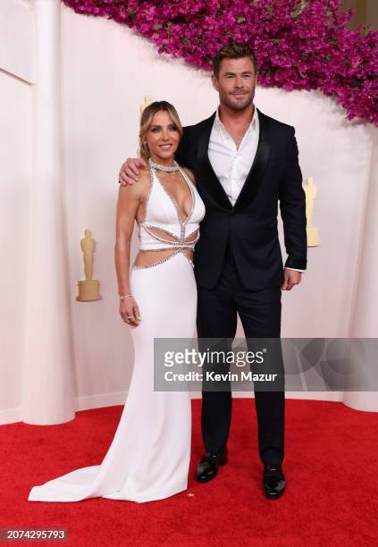 Elsa Pataky and Chris Hemsworth attend the 96th Annual Academy Awards on March 10, 2024 in Hollywood, California.