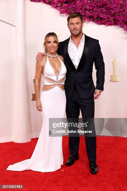 Elsa Pataky and Chris Hemsworth attend the 96th Annual Academy Awards on March 10, 2024 in Hollywood, California.