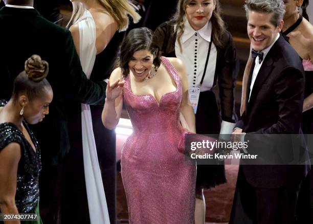 America Ferrera and Ryan Piers Williams in the audience during the 96th Annual Academy Awards at Dolby Theatre on March 10, 2024 in Hollywood,...