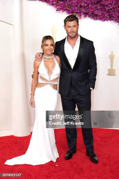 Elsa Pataky and Chris Hemsworth attend the 96th Annual Academy Awards at Dolby Theatre on March 10, 2024 in Hollywood, California.