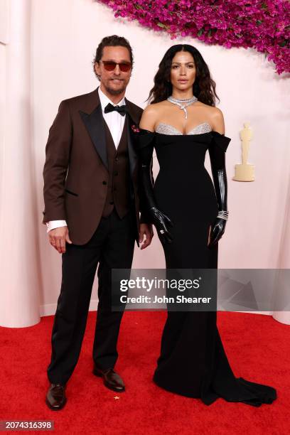 Matthew McConaughey and Camila Alves McConaughey attend the 96th Annual Academy Awards on March 10, 2024 in Hollywood, California.