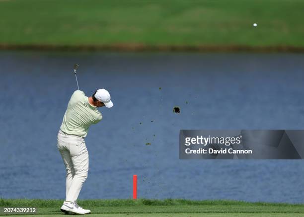 Rory McIlroy of Northern Ireland plays his third shot on the 11th hole during the final round of the Arnold Palmer Invitational presented by...