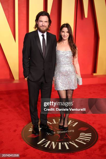 Jason Bateman and Amanda Anka attend 2024 Vanity Fair Oscar Party Hosted By Radhika Jonesat Wallis Annenberg Center for the Performing Arts on March...