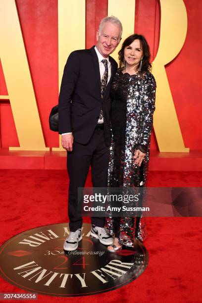 John McEnroe and Patty Smyth attend the 2024 Vanity Fair Oscar Party Hosted By Radhika Jones at Wallis Annenberg Center for the Performing Arts on...