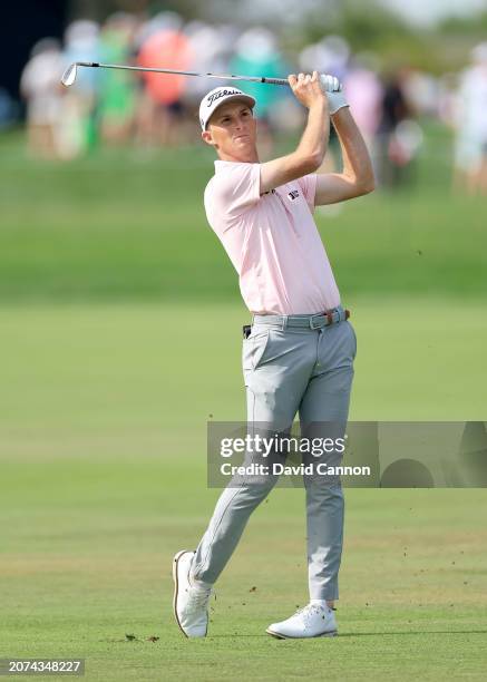 Will Zalatoris of The United States plays his second shot on the 13th hole during the final round of the Arnold Palmer Invitational presented by...