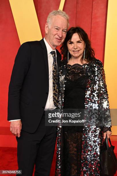 John McEnroe and Patty Smyth attend the 2024 Vanity Fair Oscar Party Hosted By Radhika Jones at Wallis Annenberg Center for the Performing Arts on...