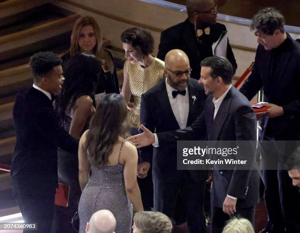 Elijah Wright, Juno Wright, Jeffrey Wright, and Bradley Cooper in the audience during the 96th Annual Academy Awards at Dolby Theatre on March 10,...