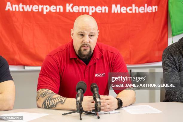 Mario Heylen pictured during a press conference of the Antwerp prison unions on prison overcrowding and understaffing following the recent torture of...