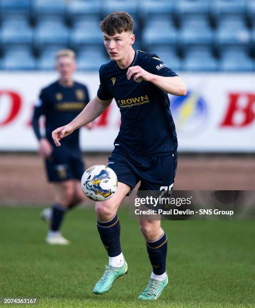 Dundee's Aaron Donnelly in action during a cinch Premiership match between Dundee and Kilmarnock at the Scot Foam Stadium at Dens Park, on March 02...