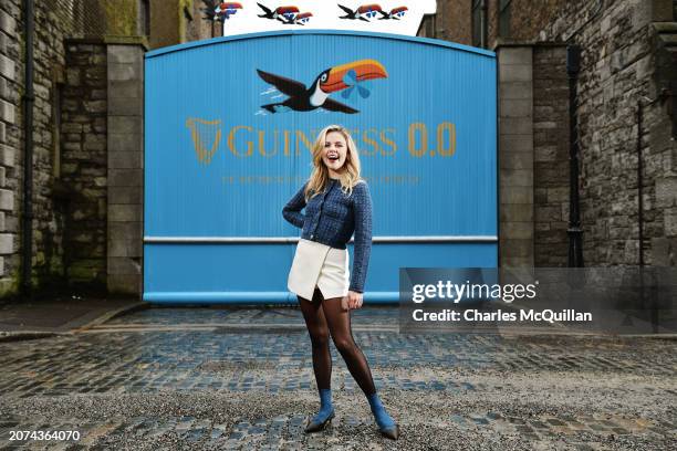 In this image released on March 14 Award winning Irish actress Saoirse-Monica Jackson poses at the newly transformed Guinness 0.0 blue gates as part...