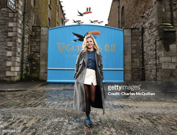 In this image released on March 14 Award winning Irish actress Saoirse-Monica Jackson poses at the newly transformed Guinness 0.0 blue gates as part...