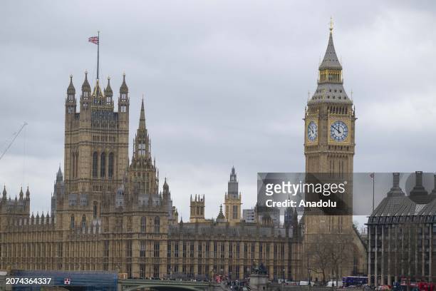View of the Big Ben, the Houses of Parliament, the Palace of Westminster as British Prime Minister Rishi Sunak departs 10 Downing Street for the...