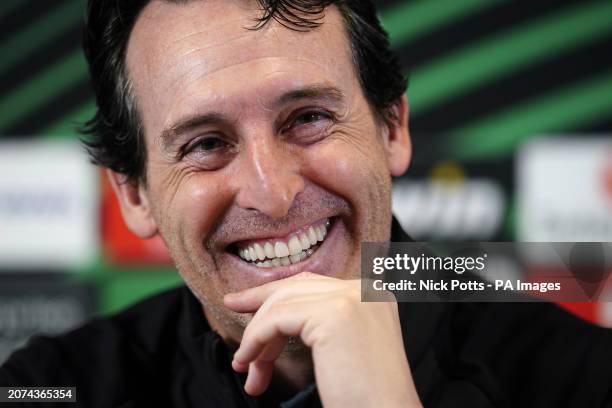 Aston Villa manager Unai Emery during a press conference at the Bodymoor Heath Training Ground, Tamworth. Picture date: Wednesday March 13, 2024.