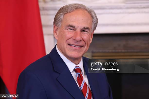 Greg Abbott, governor of Texas, during a meeting with Rishi Sunak, UK prime minister, at 10 Downing Street in London, UK, on Wednesday, March 13,...