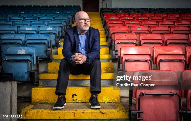 Chairman of Rochdale football club, Simon Gauge is photographed for the Telegraph on February 23, 2024 in Rochdale, England.