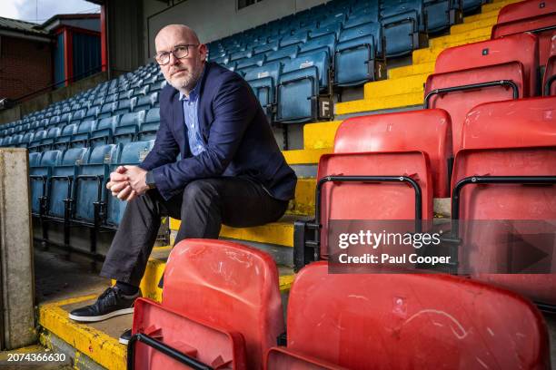 Chairman of Rochdale football club, Simon Gauge is photographed for the Telegraph on February 23, 2024 in Rochdale, England.