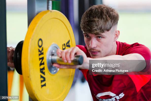 Przemyslaw Placheta of Swansea City in action during the Swansea City Training Session at The Fairwood Training Ground on March 13, 2024 in Swansea,...