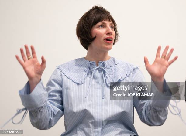 Director Julia Moebus-Puck speaks to journalists during a press event on March 13, 2024 at the new Museum of Vienna Actionism two days before opening...