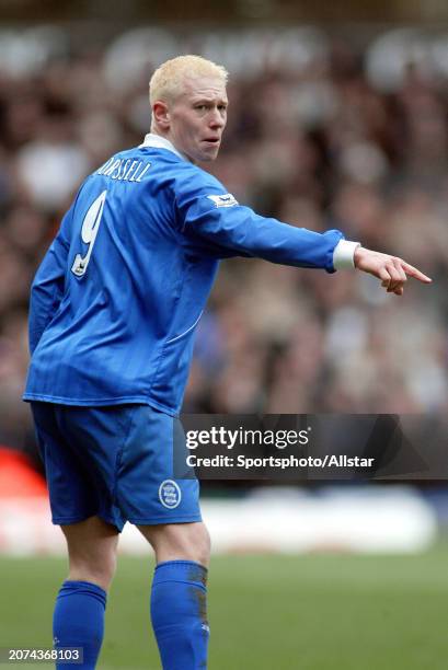 February 22: Mikael Forssell of Birmingham City shouting during the Premier League match between Aston Villa and Birmingham City at Villa Park on...